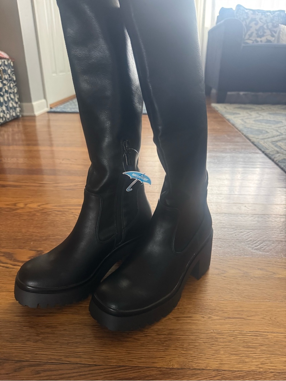 Black Over-the-Knee Chunky Platform Boots